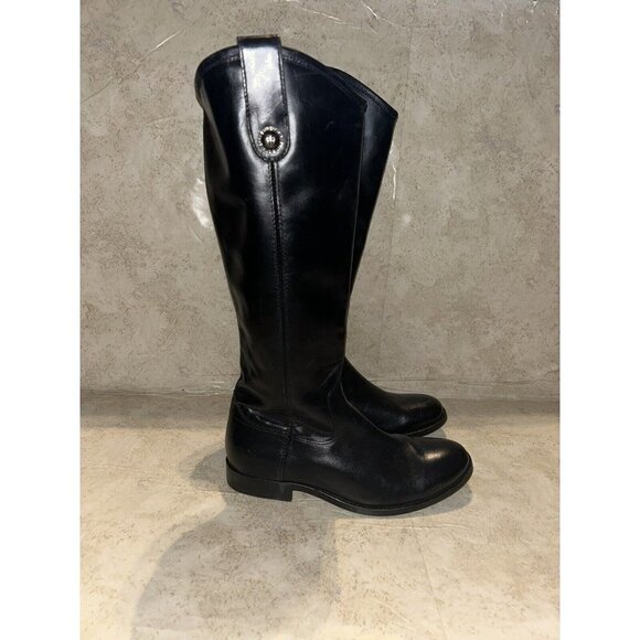 Frye Melissa Black Leather Zip Up Lug Equestrian Inspired Tall Boots Size 6 B - Picture 2 of 10